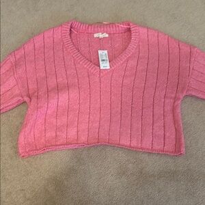Pink V-Neck Women's Sweater